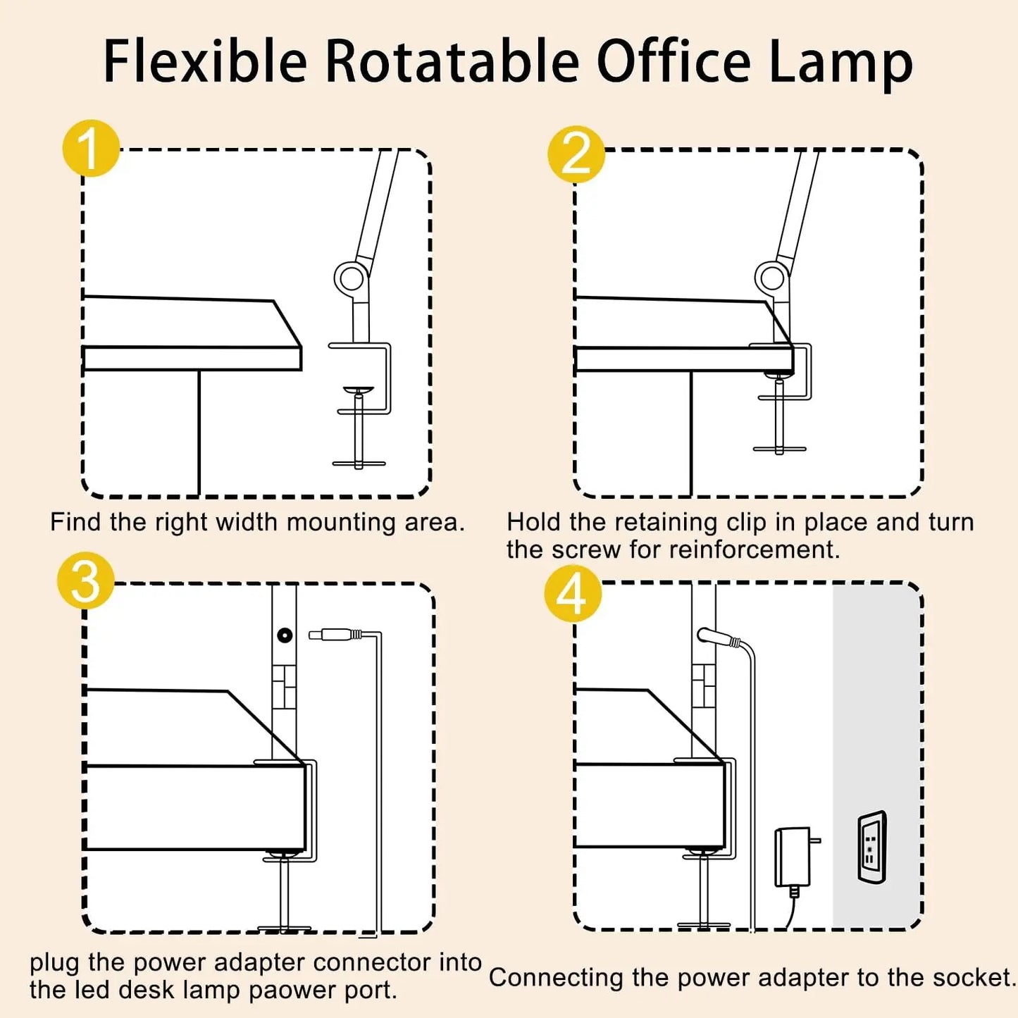 LED Desk Lamp With Clamp Flexible Swing Arm Four Modes