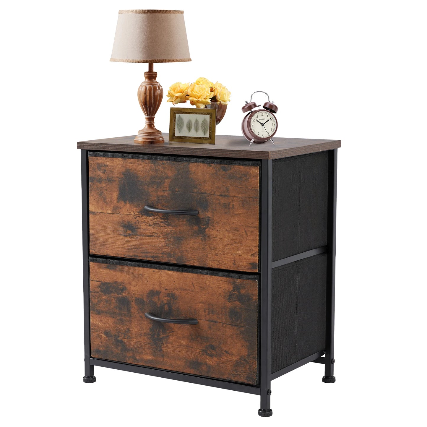 JHK Nightstand Bedside Table With Storage Drawers For Bedroom