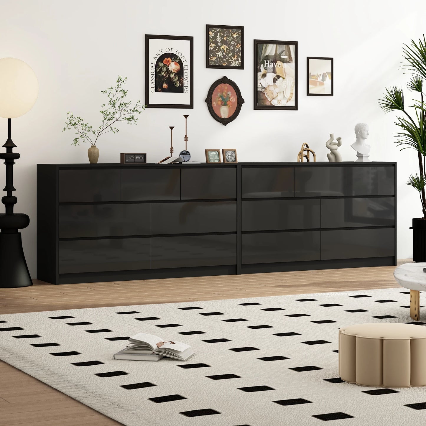 QiaoShiRen 7 Drawer Dresser Modern Wood Chest for Bedroom