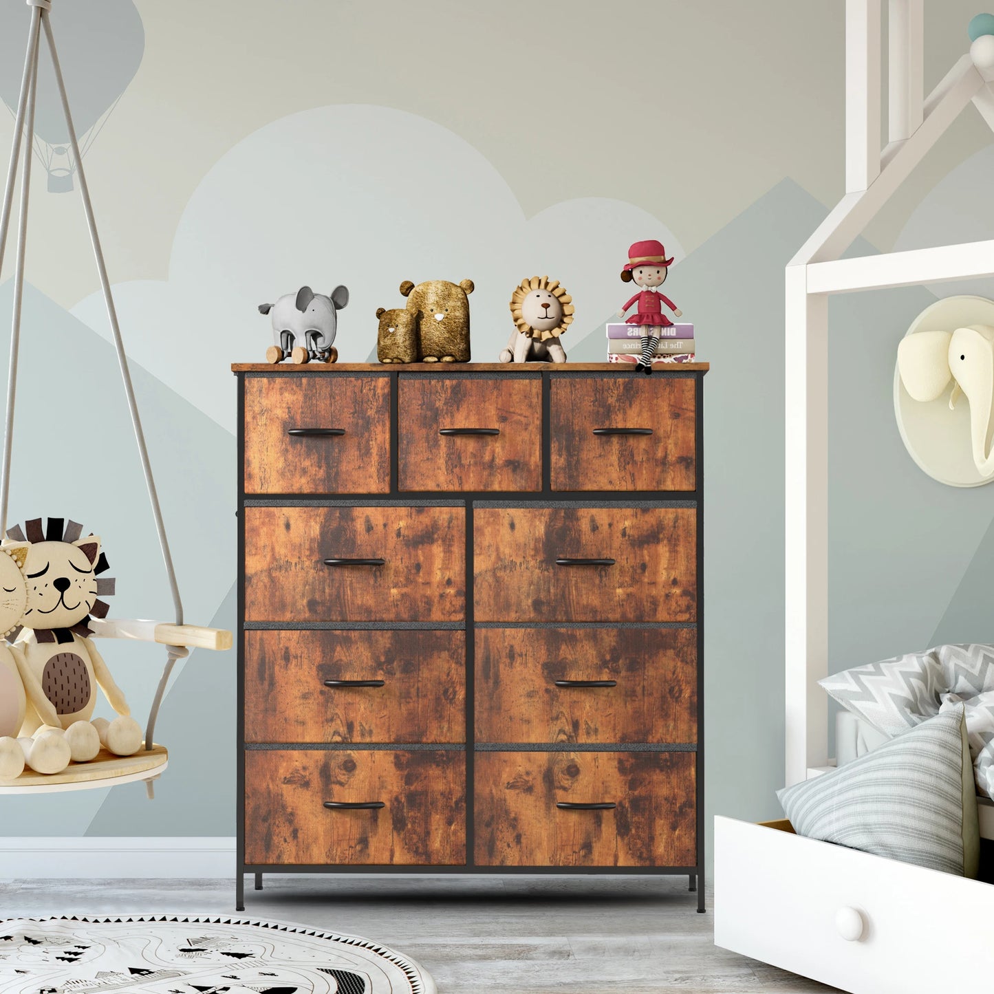 JHK Dresser Wardrobe With Nine Fabric Storage Drawers