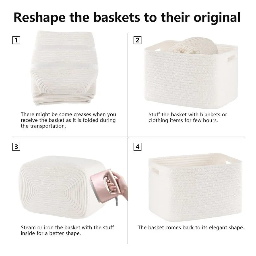 Soft Woven Storage Baskets for Nursery Organization and Shelves