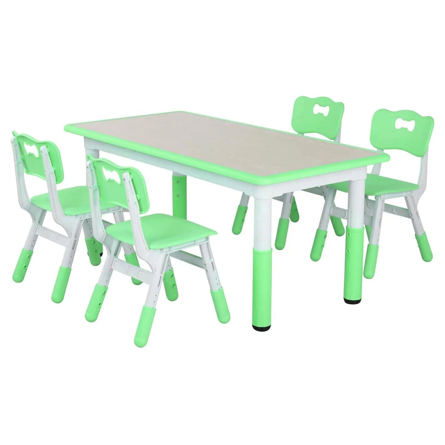 Rectangular Kids Table With 6 Chairs Set Height Adjustable