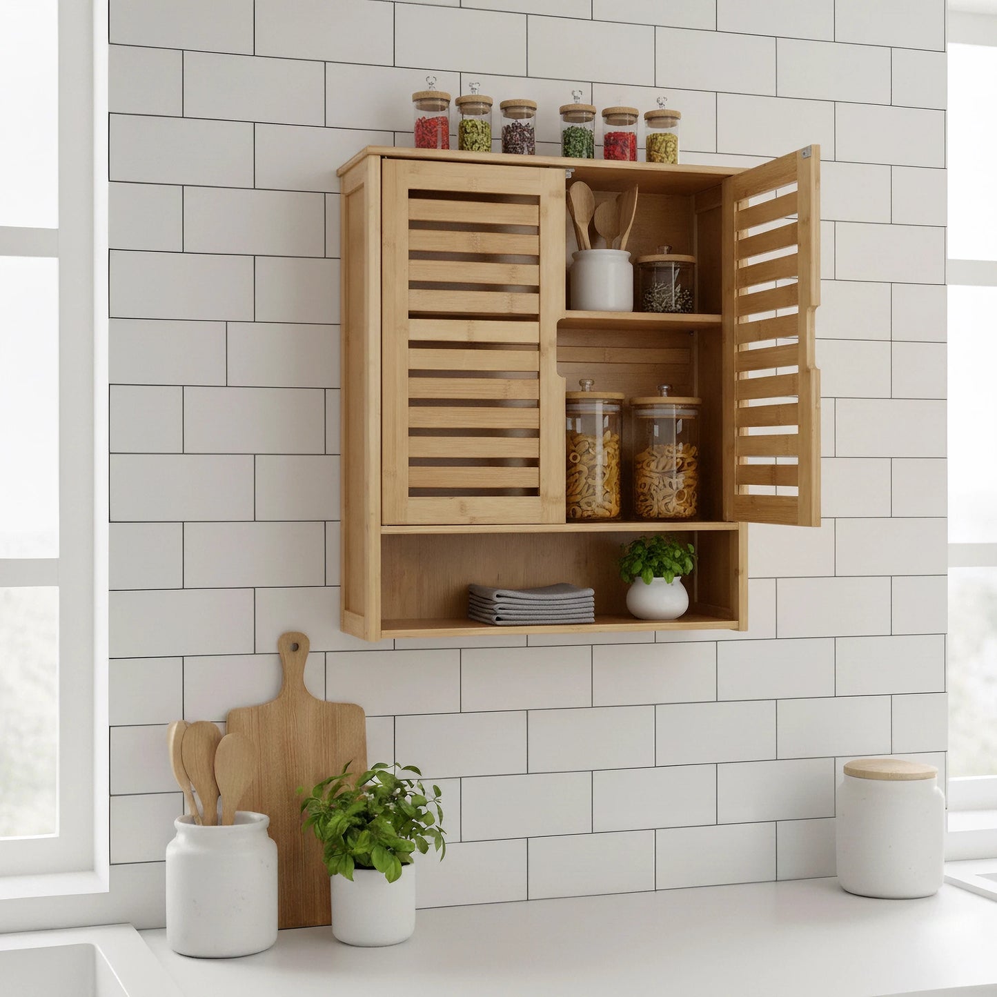 WisforFininsh Wall Mounted Bathroom Storage Cabinet with Adjustable Shelves