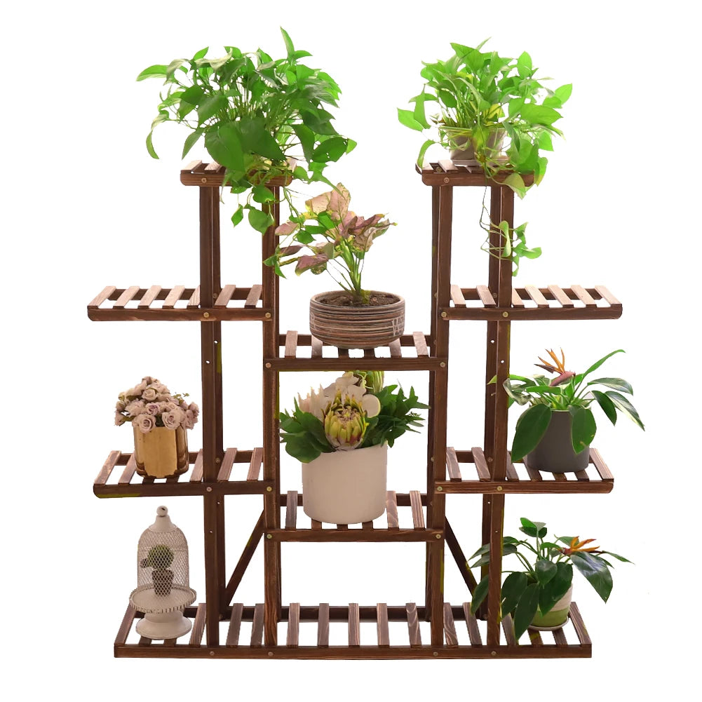 WisforFrame Wooden Plant Shelf Flower Pot Stand Multi-Tier Indoor Outdoor