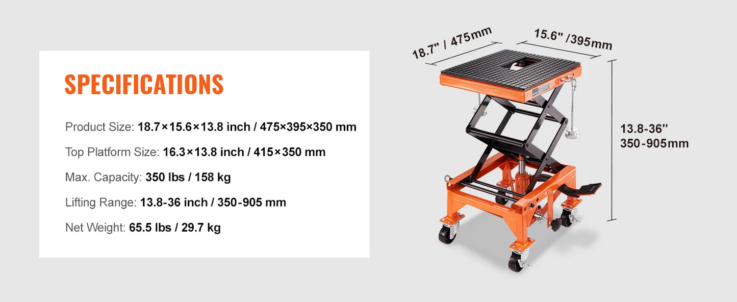SucceBuy Hydraulic Motorcycle Lift Table For Dirt Bikes