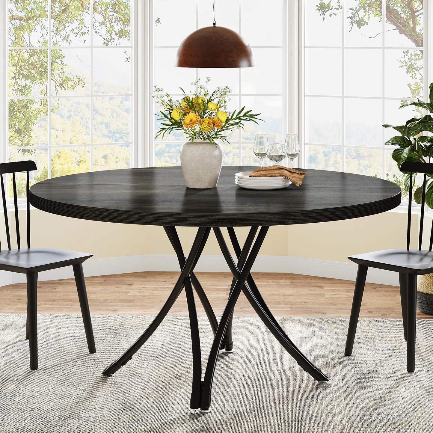 Tribesigns Round Dining Table For 4 To 6 People Farmhouse