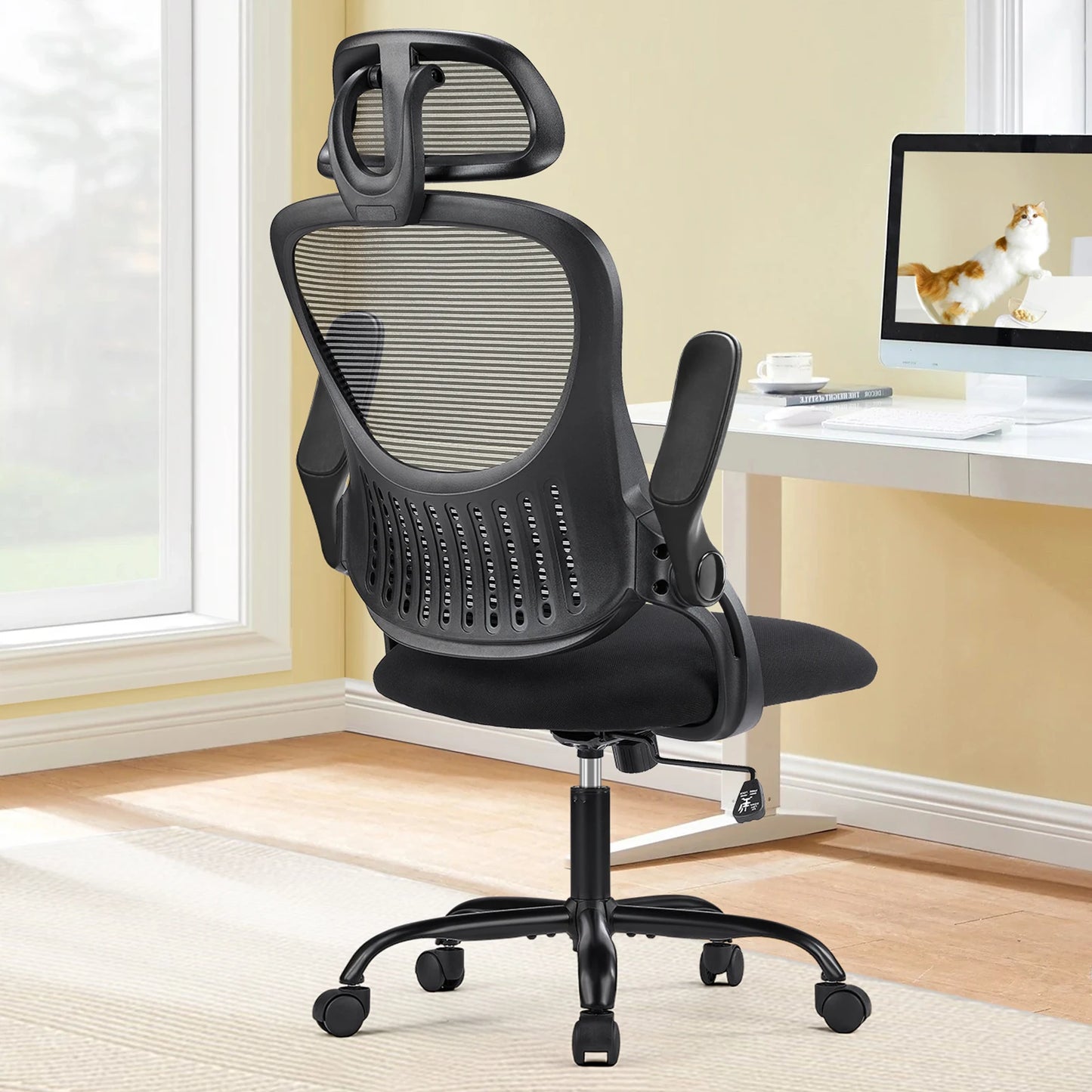 JHK Mesh Ergonomic Office Chair Flip Up Arms Adjustable Headrest