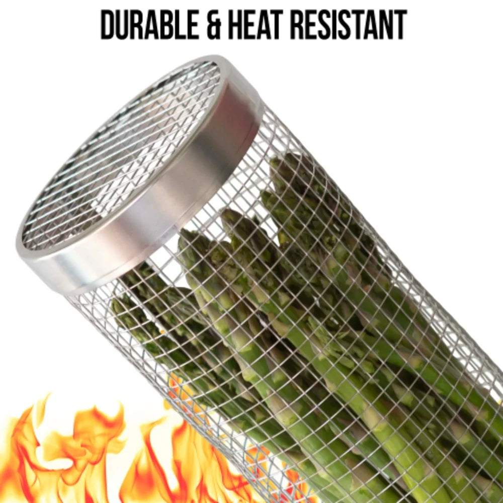 Feature Stainless Steel Rolling Grill Baskets With Hooks And Forks