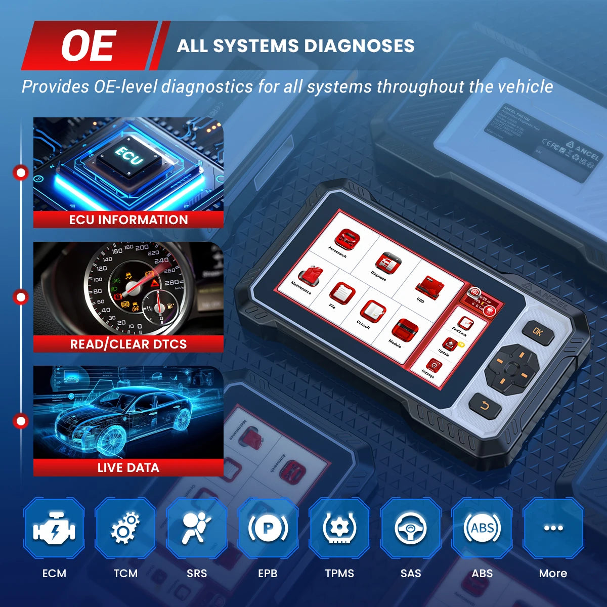 ANCEL FX6100 OBD2 Auto Scanner Diagnostic Tool With 15 Functions