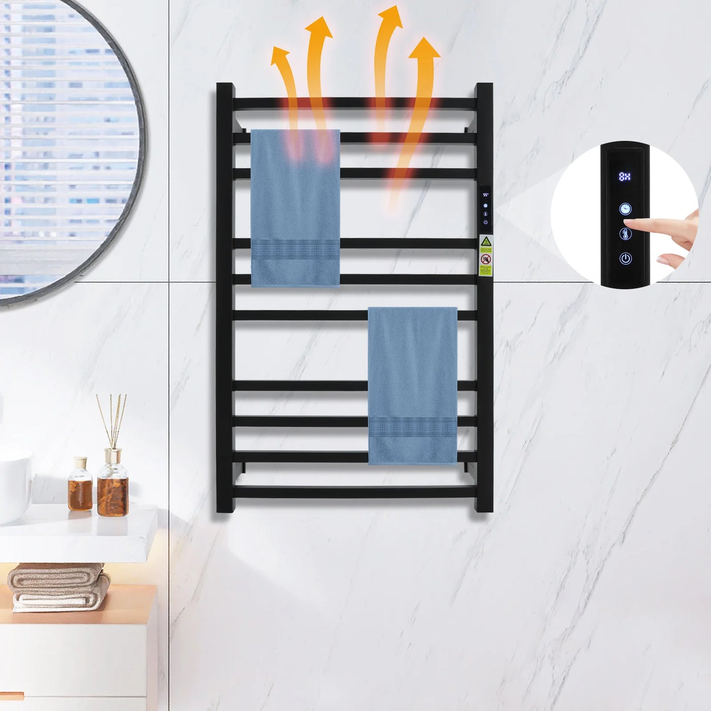 Towel Warmer Rack For Bathroom With Timer Wall Mounted 120W 110V