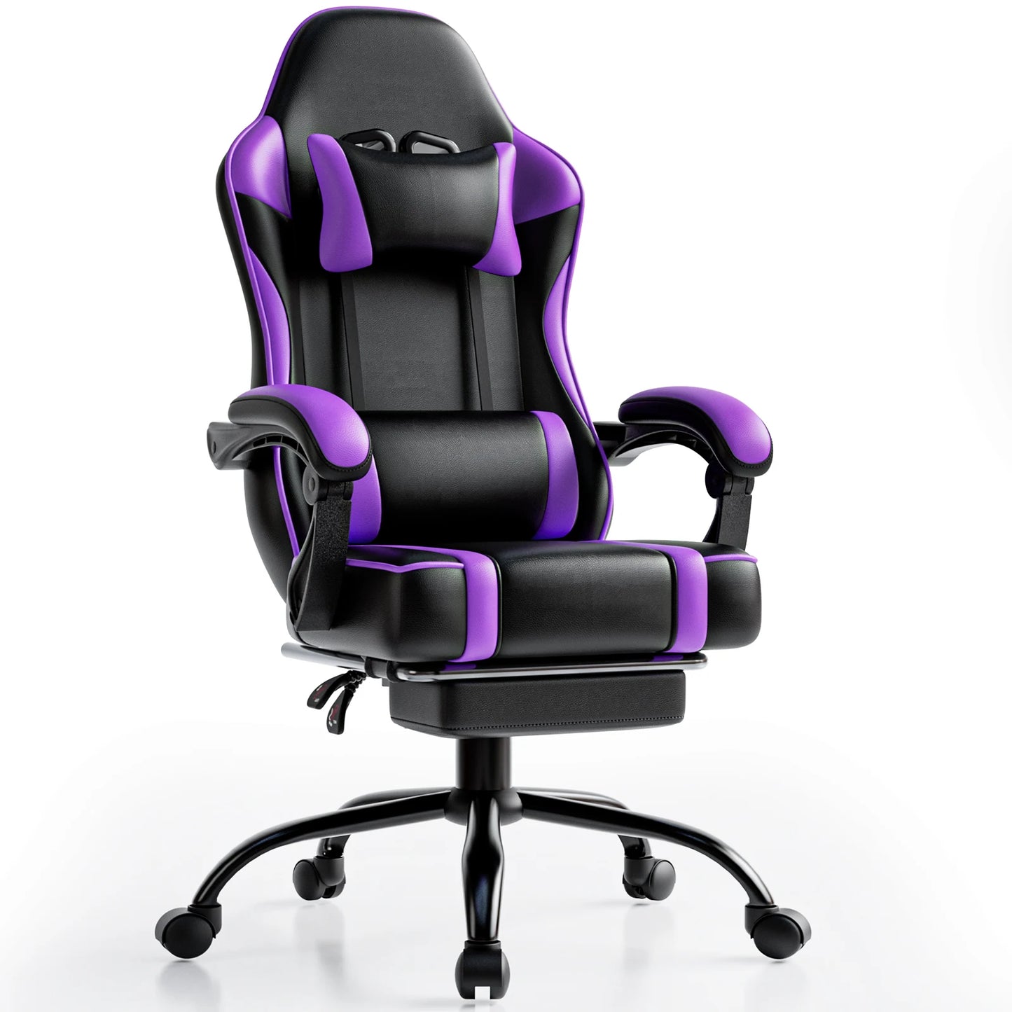 Gaming Chair With Footrest PU Leather Reclining Gamer Office Chair