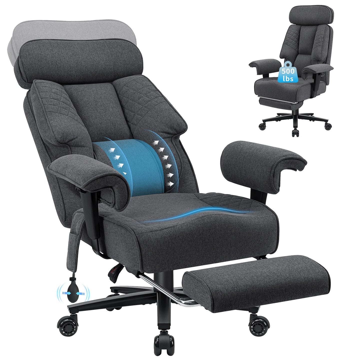 Executive Office Chair With Foot Rest And Lumbar Support
