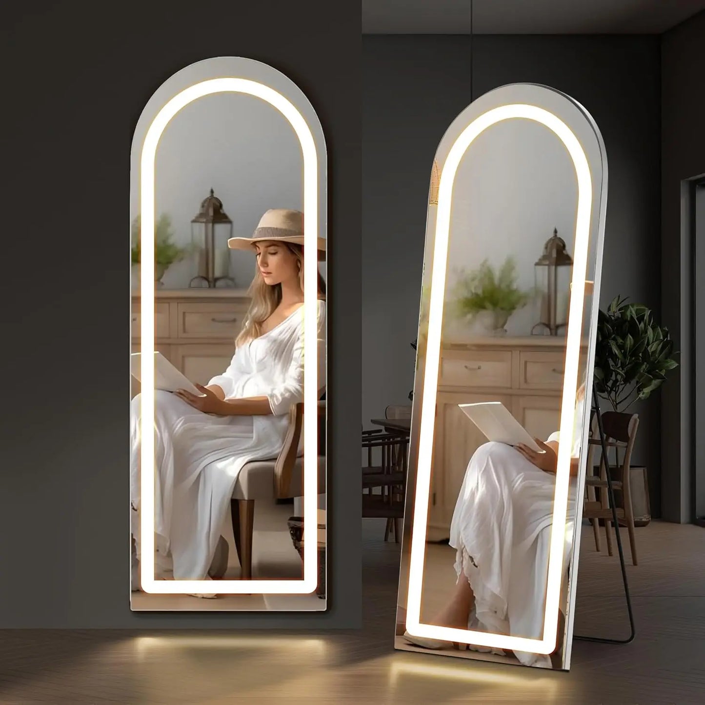 High-concerned LED Lighted Mirror With Tri Color Lighting Aluminum Frame
