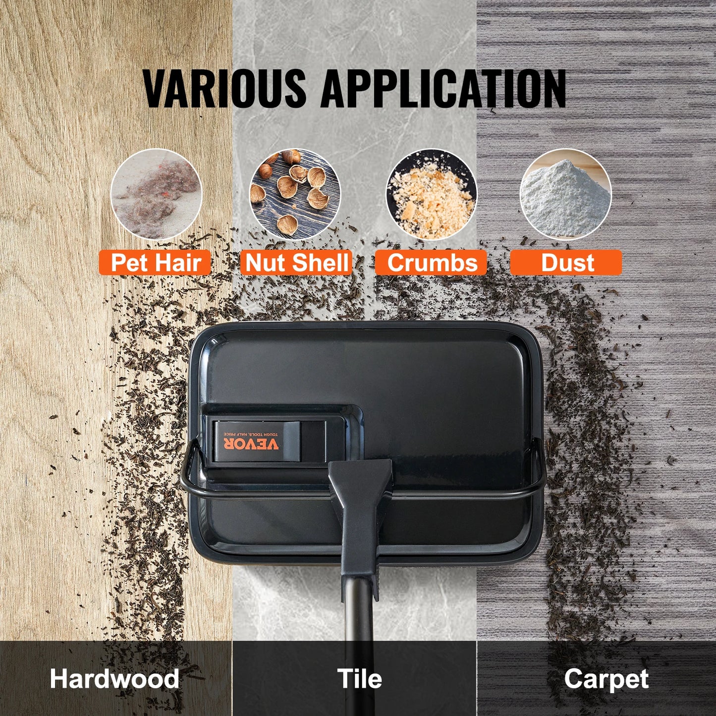 Dust Box Manual Carpet Sweeper For Home Rugs Floors 300ml