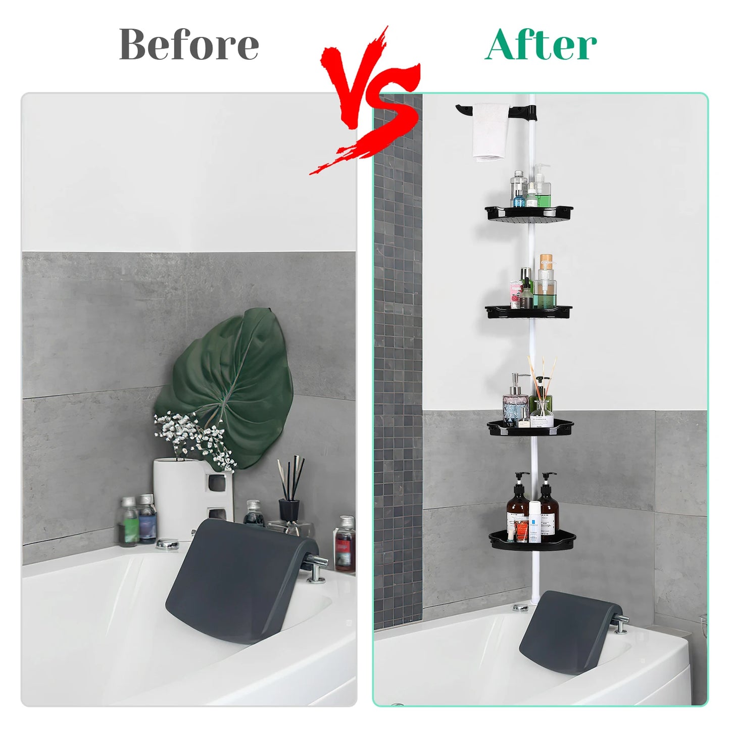 HiMISS Corner Shower Caddy With Tension Pole 4 Tier Organizer