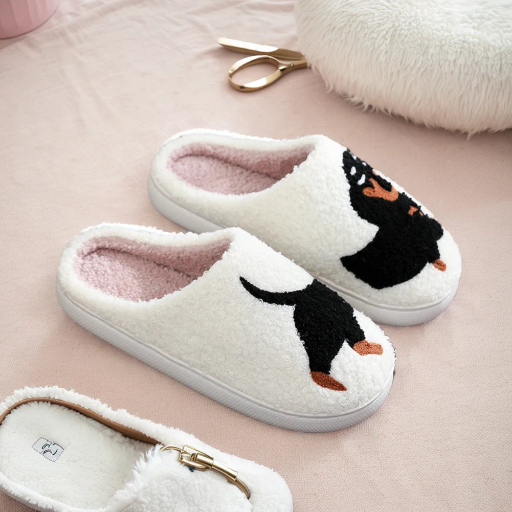 Shunmaii Plush Dachshund Slippers Women Indoor Cozy Warm