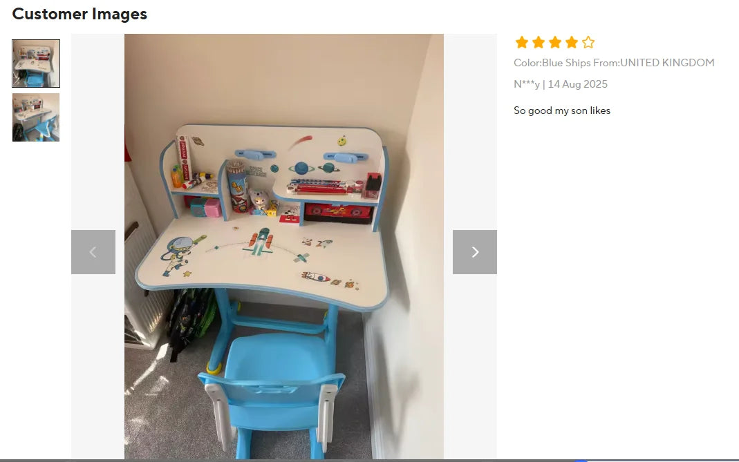 Cartoon Pattern Desk Chair Set With Widened Desktop And Drawer