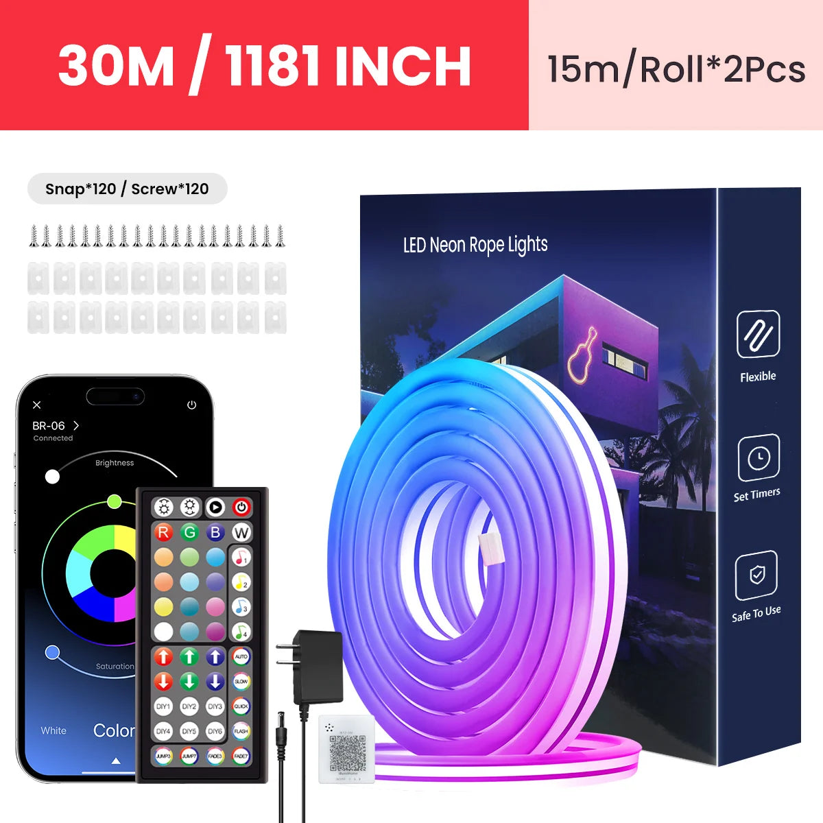 Aiopp Neon Led Rope Lights Rgb Strip With App Control