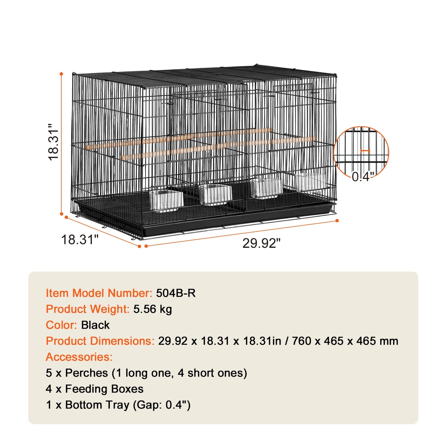 SucceBuy Stackable Flight Bird Cage With Divider For Travel Perch