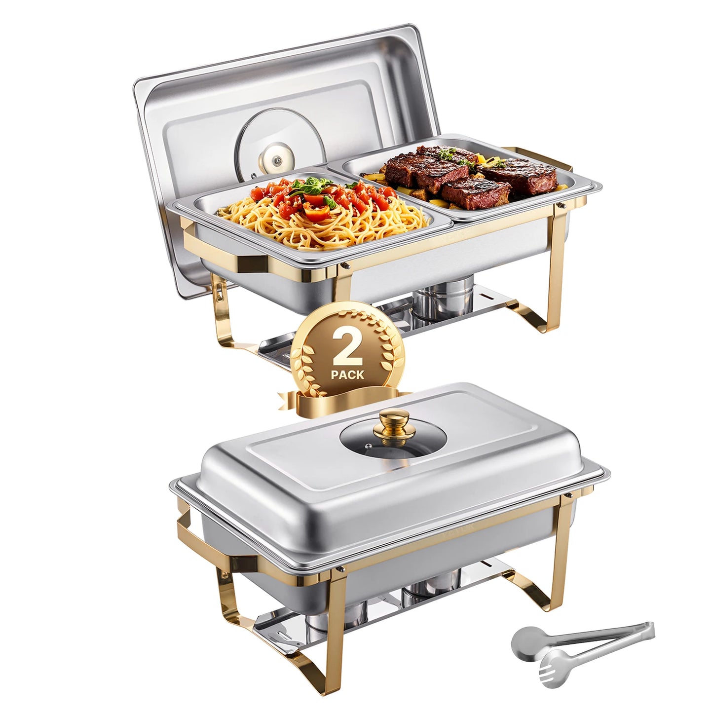 SucceBuy Chafing Dish Buffet Set Stainless Steel Chafer With Half Pans