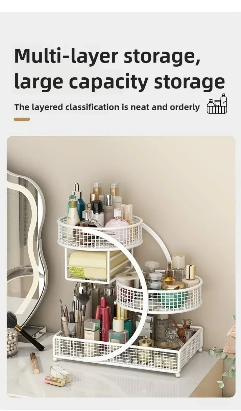 Metal Makeup Storage Rack Cosmetic Organizer For Dresser, Multi-Layer