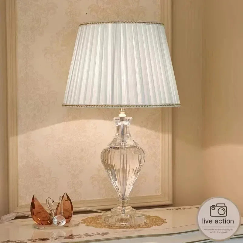 Crystal Table Lamp LED Bedside Light for Modern Bedroom
