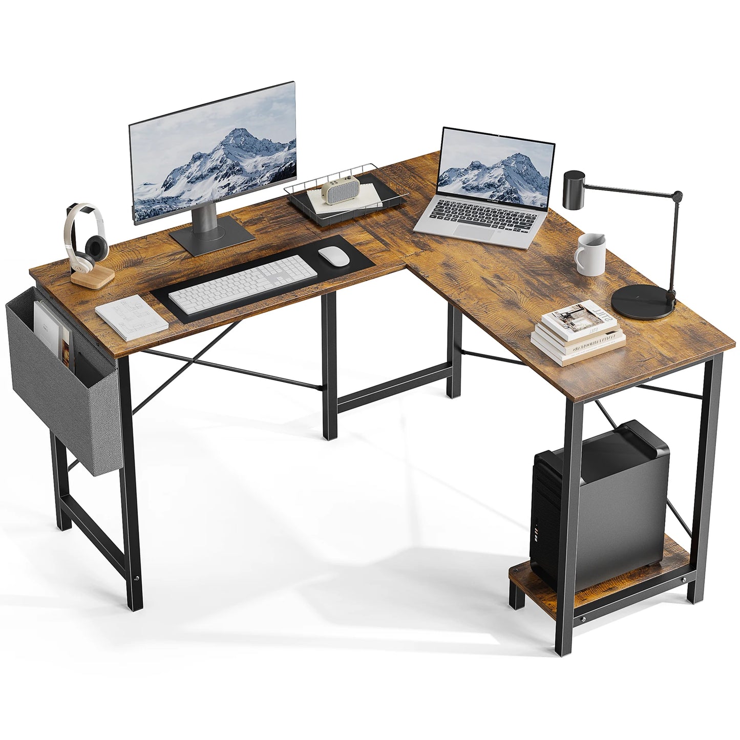 JHK Gaming Corner L Shaped Office Desk With CPU Storage