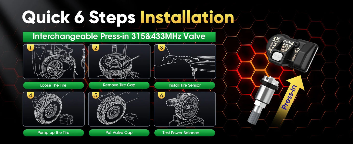 NoneGlue Autel 2in1 MX Sensor TPMS Screwin 315 433MHz