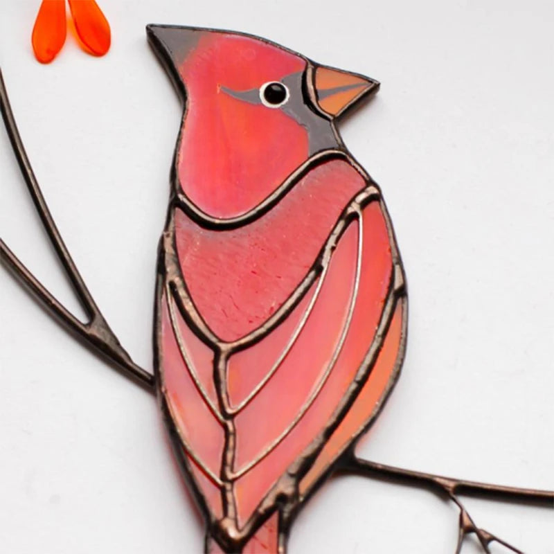 Hign-concerned Cardinal Bird Stained Glass Ornament Epoxy Craft
