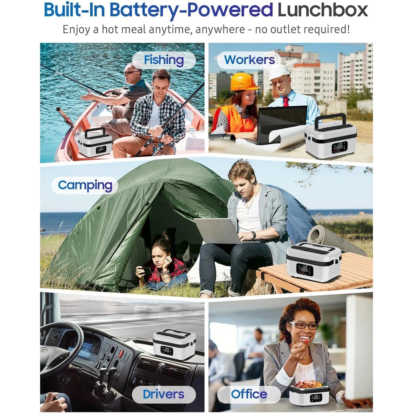 Rechargeable Timer Lunch Box With Automatic Heating And Insulated Bag