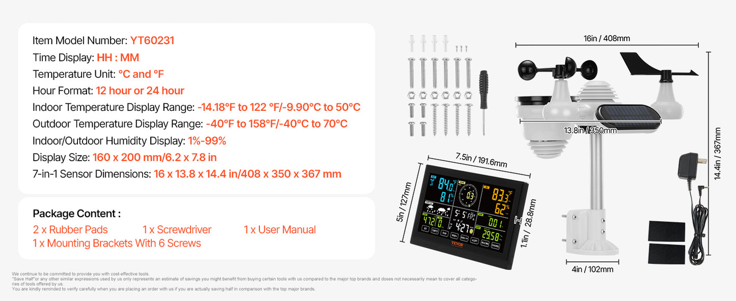 SucceBuy 7-In-1 Wireless Weather Station With Forecast And Alerts