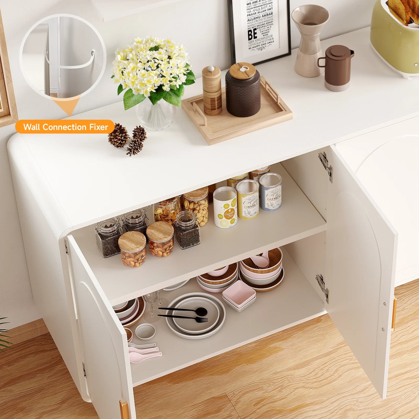 ONBRILL Modern Sideboard Buffet Cabinet With Storage And Shelves