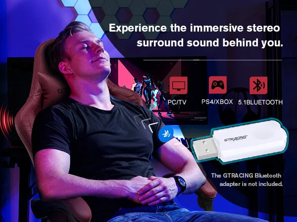 GTPLAYER Ergonomic Gaming Chair With Leather And Built In Speakers Footrest