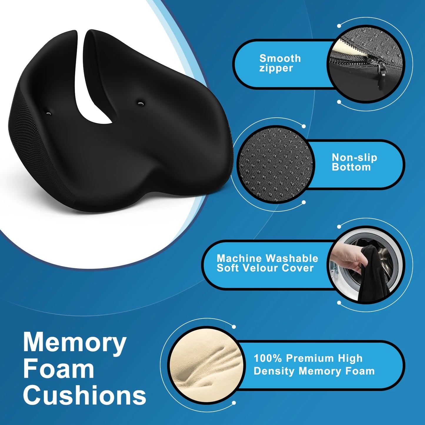 Travel Seat Cushion Memory Foam U Shaped Pillow for Office