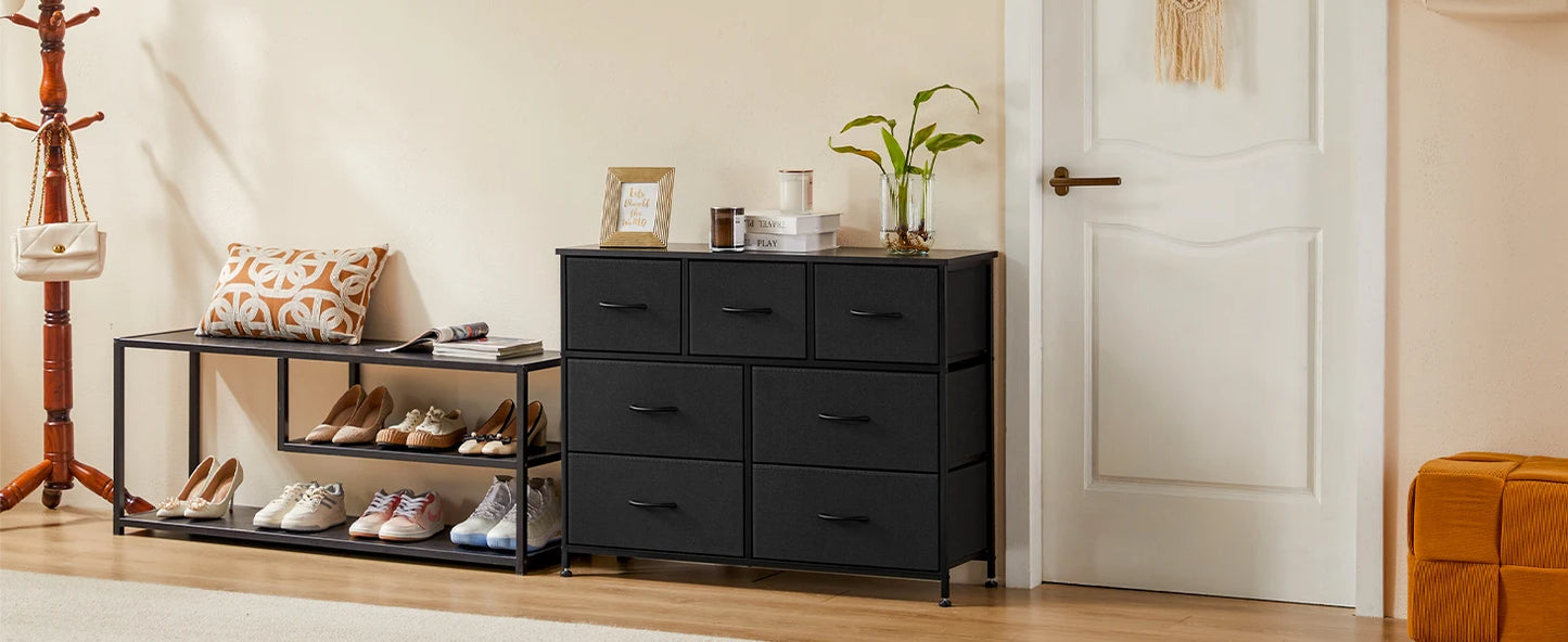 JHK Dresser With 7 Fabric Drawers Storage Closet Chest