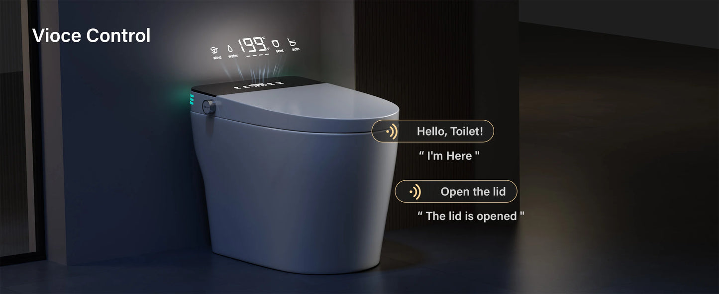 Smart Toilet with Built-in Bidet, AUTO Open/Close, Warm Water Sprayer, AUTO Dual Flush, Heated Bidet Toilet Seat for Bathrooms