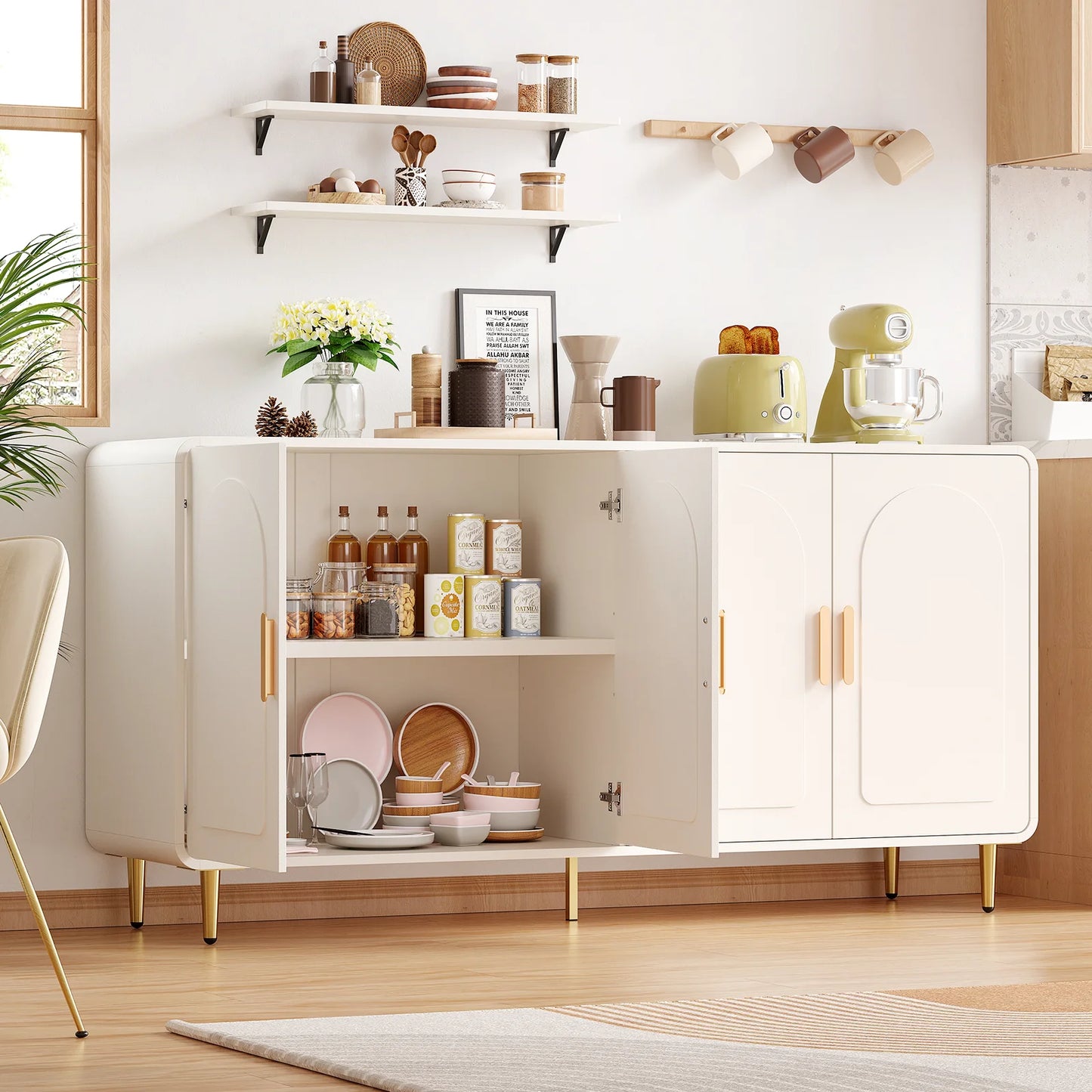 ONBRILL Modern Sideboard Buffet Cabinet With Storage And Shelves