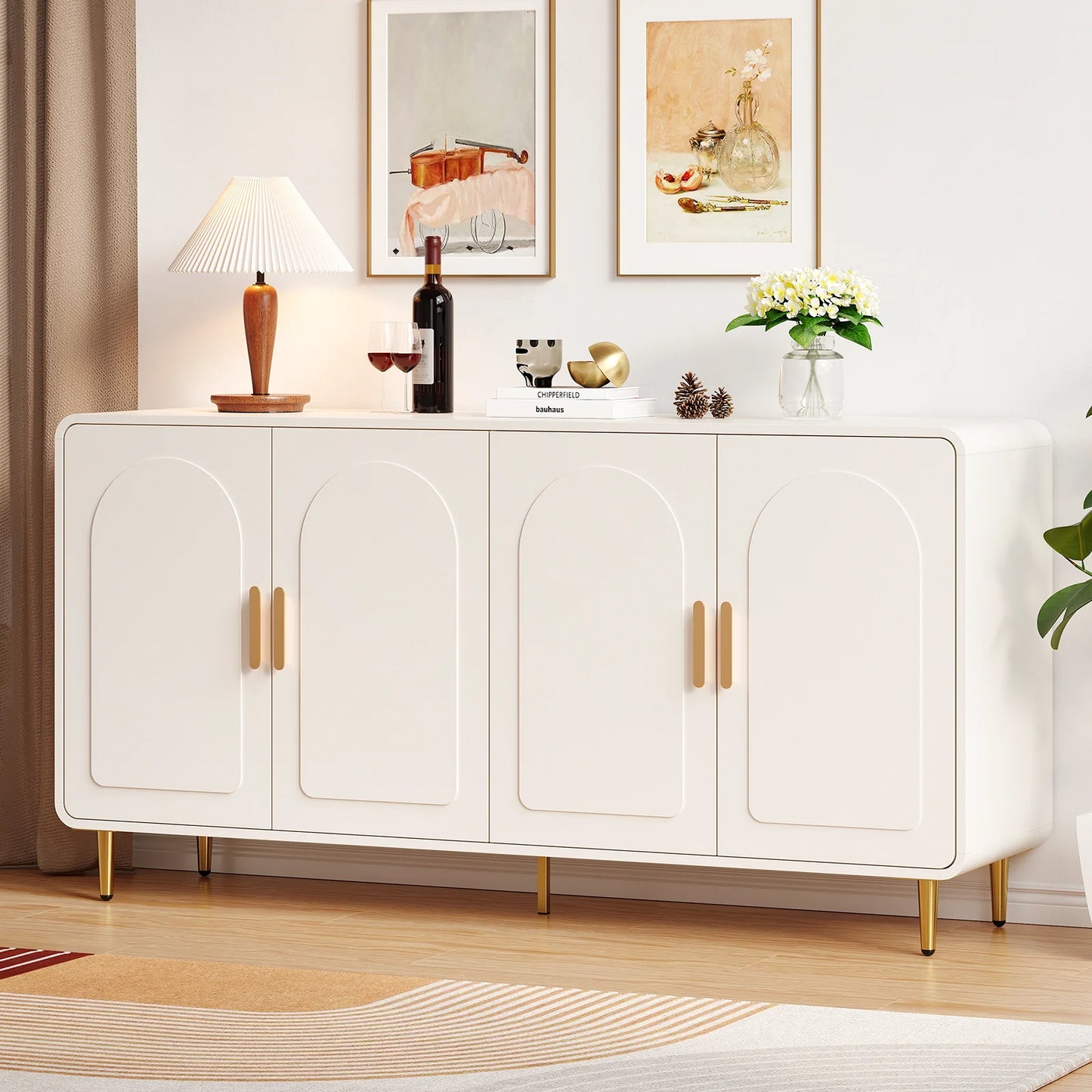 ONBRILL Modern Sideboard Buffet Cabinet With Storage And Shelves