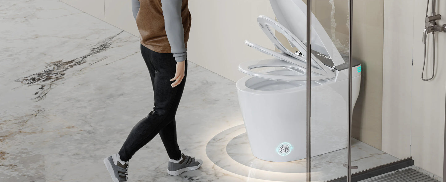 Smart Toilet with Built-in Bidet, AUTO Open/Close, Warm Water Sprayer, AUTO Dual Flush, Heated Bidet Toilet Seat for Bathrooms