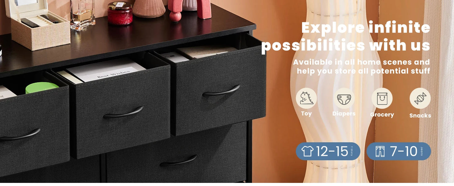 JHK Dresser With 7 Fabric Drawers Storage Closet Chest