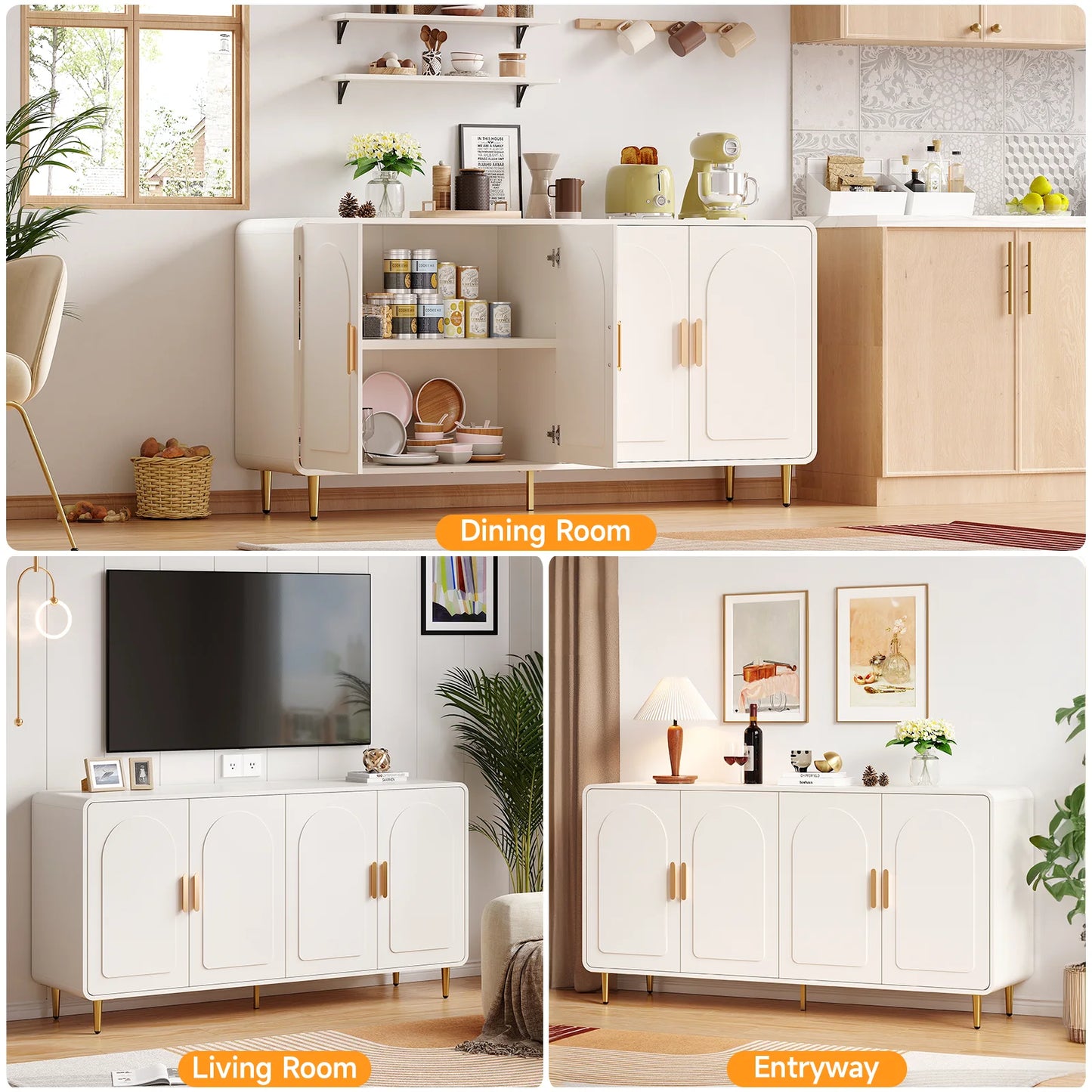 ONBRILL Modern Sideboard Buffet Cabinet With Storage And Shelves