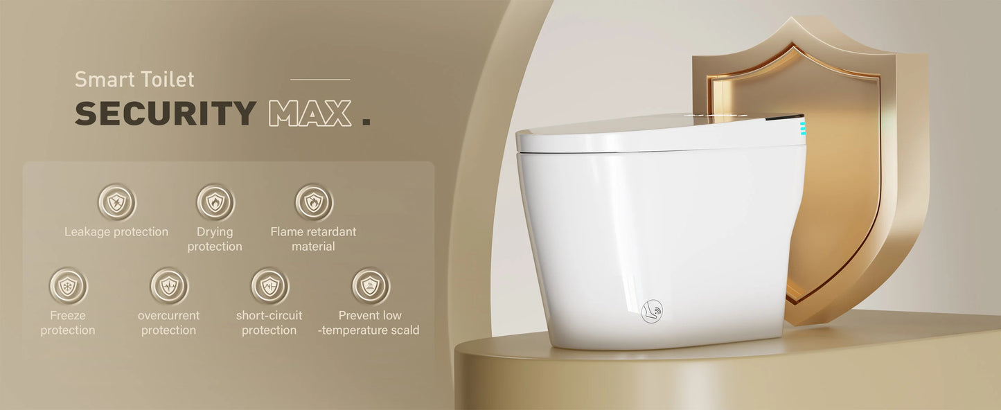 Smart Toilet with Built-in Bidet, AUTO Open/Close, Warm Water Sprayer, AUTO Dual Flush, Heated Bidet Toilet Seat for Bathrooms
