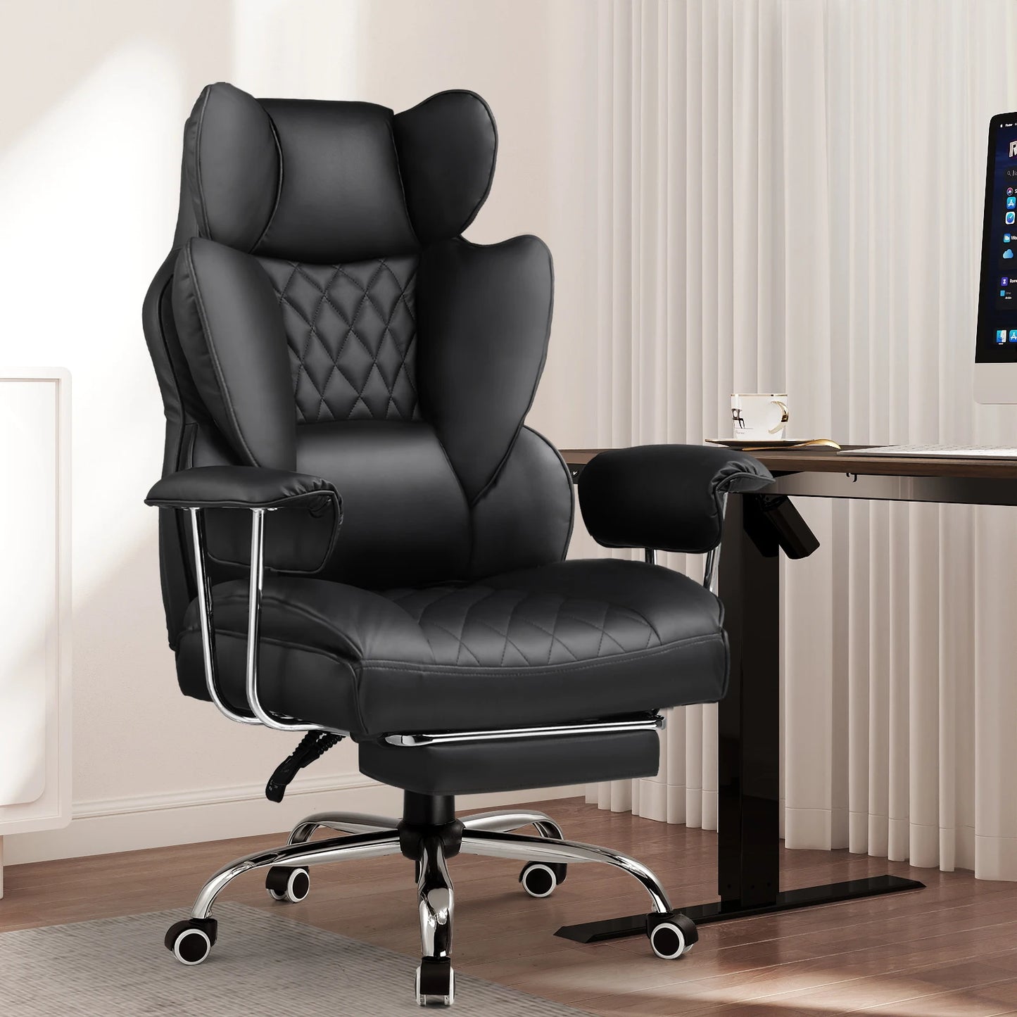 COMHOMA Ergonomic Gaming Chair With Pocket Spring Lumbar Support Footrest