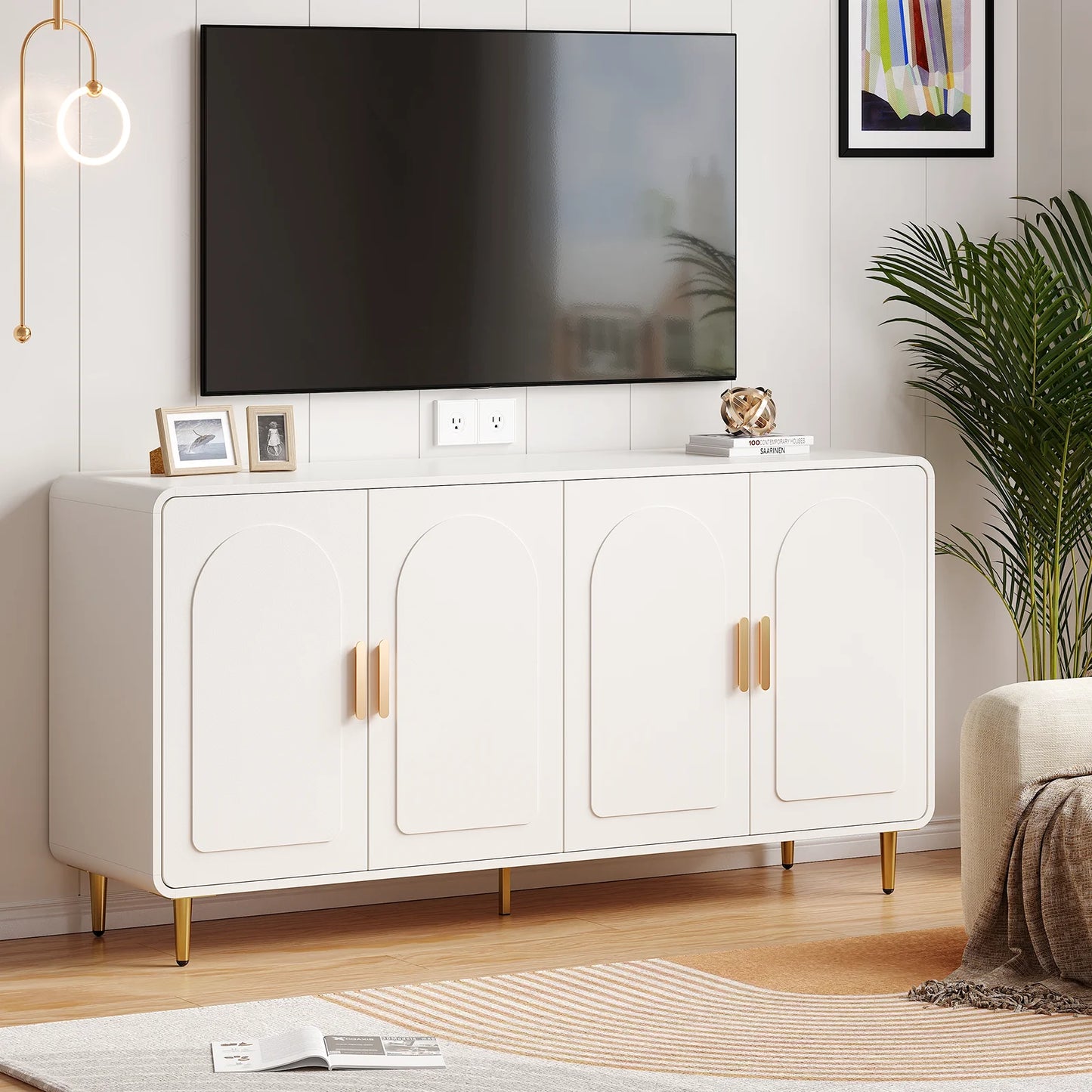 ONBRILL Modern Sideboard Buffet Cabinet With Storage And Shelves