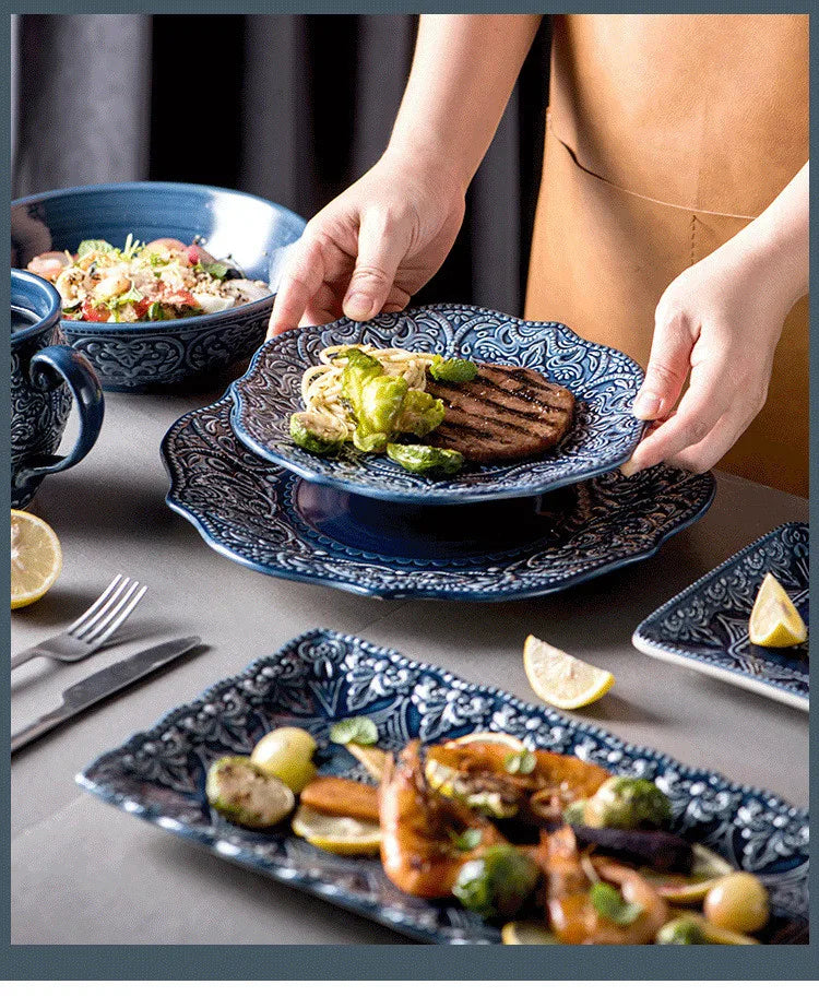 Ceramic Western Dinner Plates Set For Home Hotel Use
