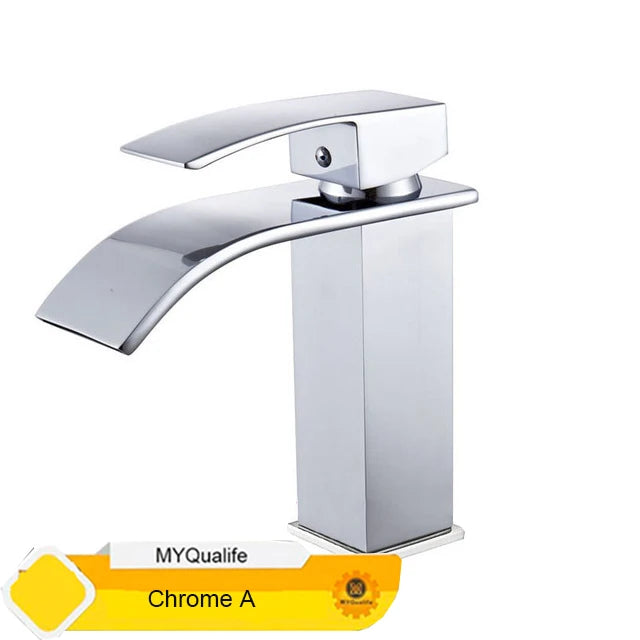 MYQualife Waterfall Bathroom Faucet Deck Mounted Single Hole Mixer Tap
