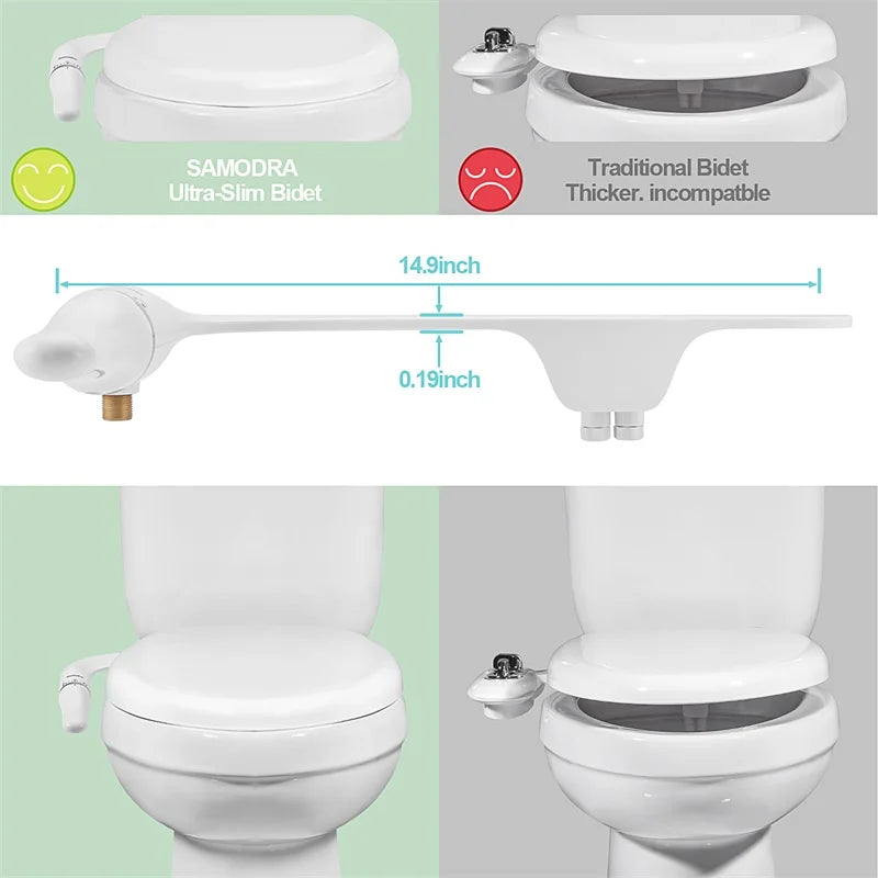 SAMODRA Ultra-Slim Toilet Bidet Seat With Adjustable Water Pressure