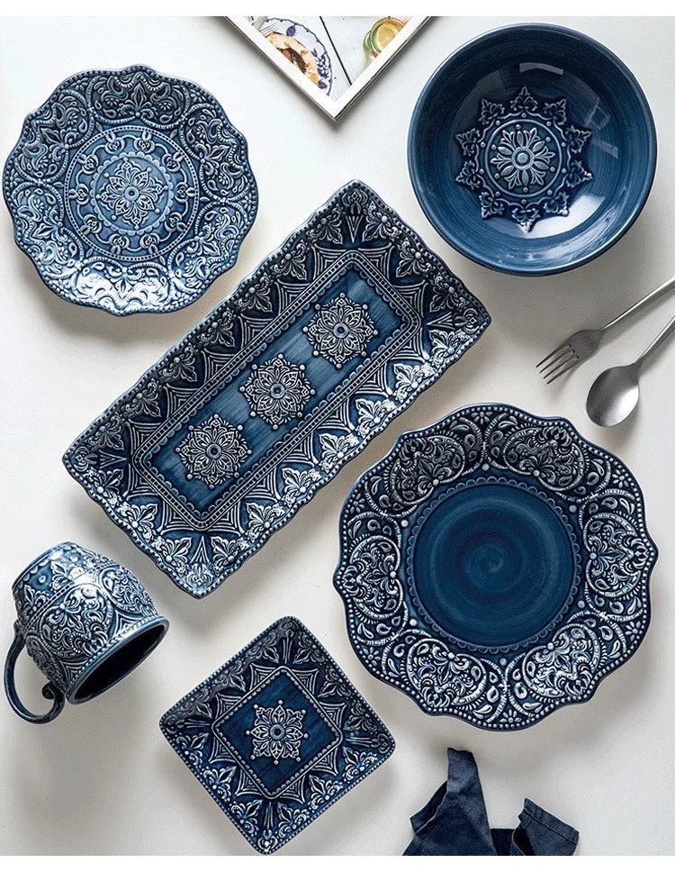 Ceramic Western Dinner Plates Set For Home Hotel Use