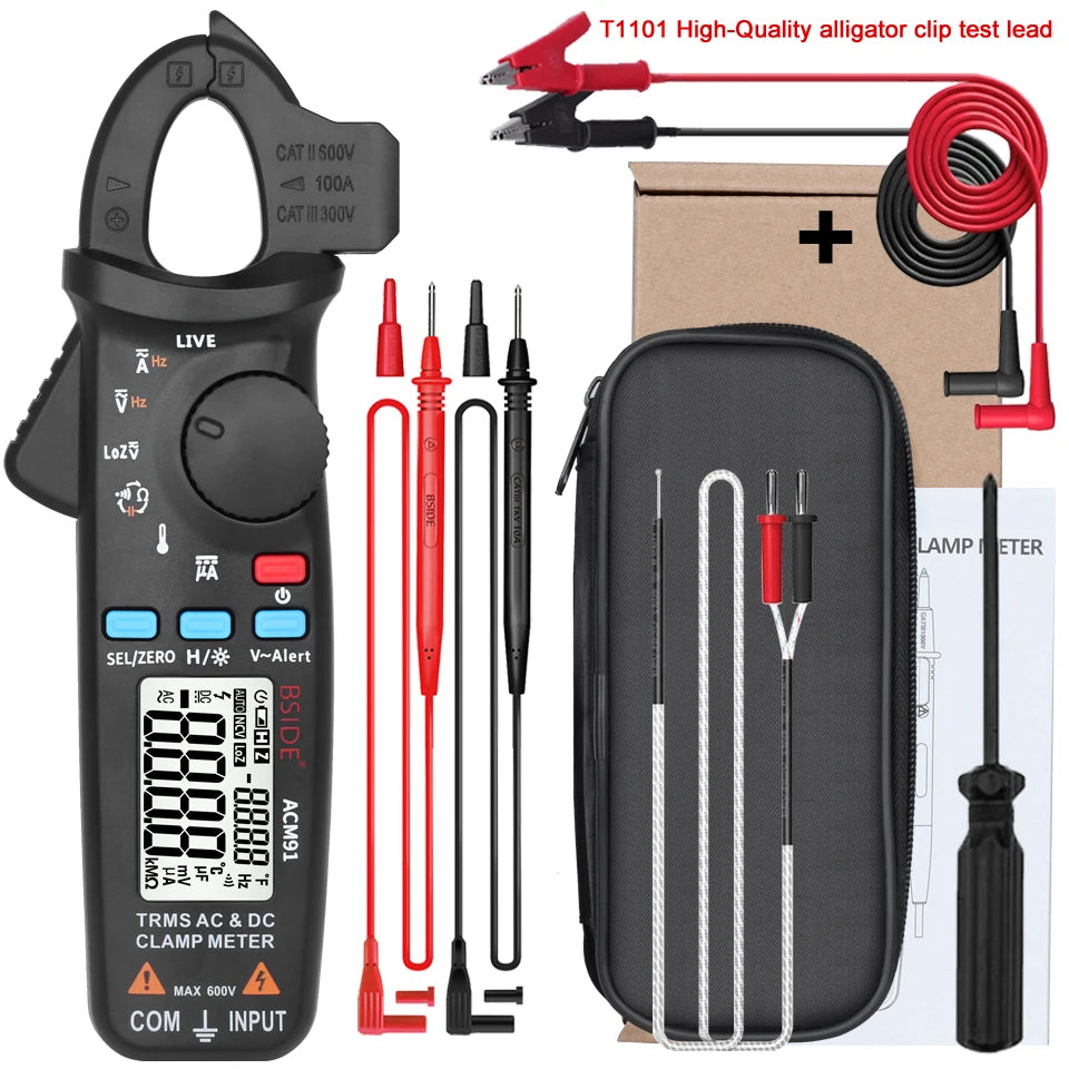 BSIDE ACM91 Digital Clamp Meter 100A Precision Ammeter DC AC