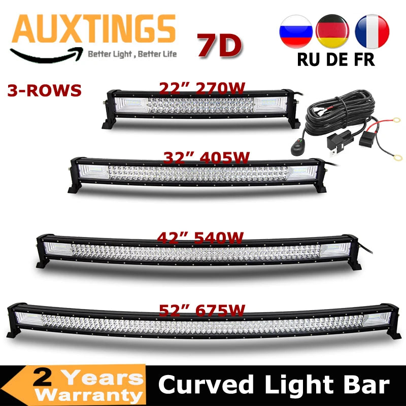 Auxtings Curved LED Light Bar Offroad 12V 24V Combo Beam